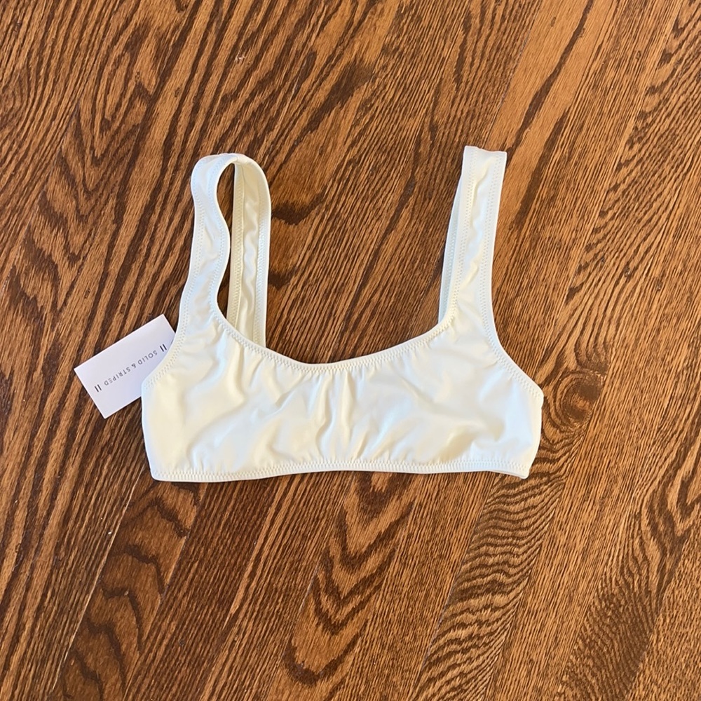 NWT Solid and Stripes Elle bikini top white size S